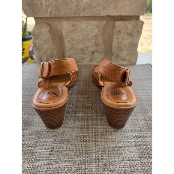 Söfft Tan Leather Slingback Wedge Sandals Women’s Size 11M | Open Toe Comfort Sh - Picture 5 of 9